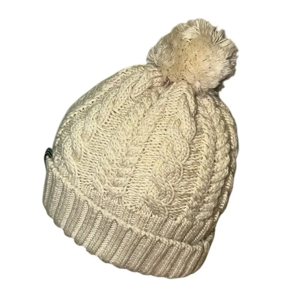 Smartwool‎ Merino Wool Cable Knit Pom Beanie Hat Cream Ivory OS